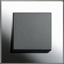 Gira Esprit, chrome SCHUKO socket outlet with hinged cover, anthracite