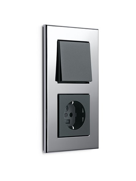 Gira Esprit, aluminium black switch/SCHUKO socket outlet, pure white glossy