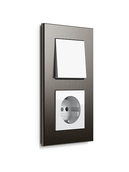 Gira Esprit, aluminium brown switch/SCHUKO socket outlet, pure white glossy