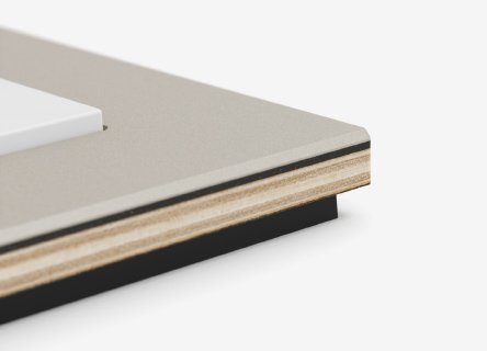 Gira Esprit linoleum-plywood, light grey Touch switch, pure white glossy